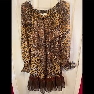 Forla Paris sheer leopard dress sz M